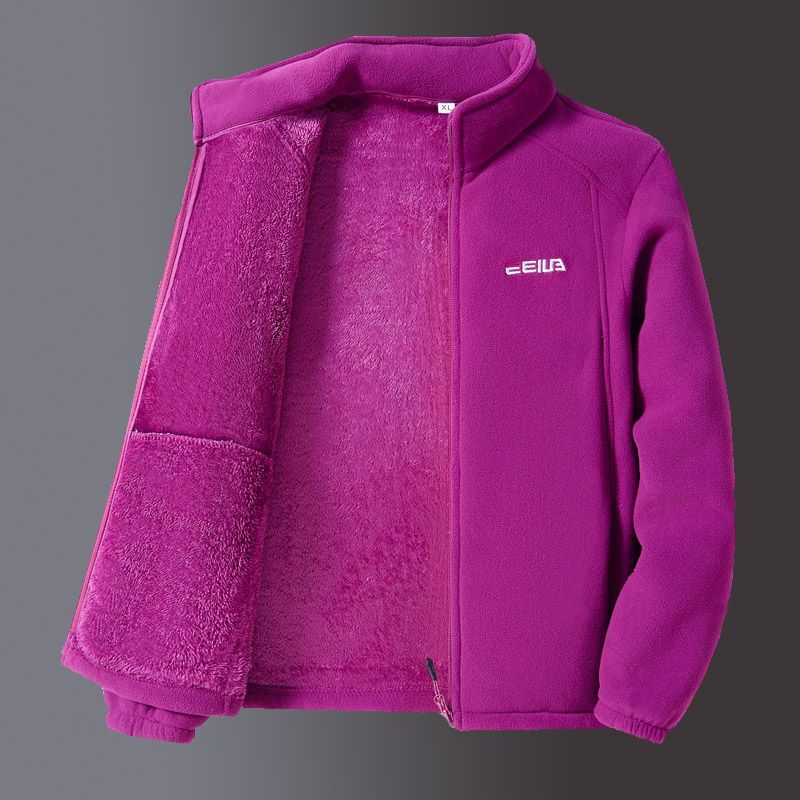  Fleece Sweater Thick Loose Mom Stand Collar Coat