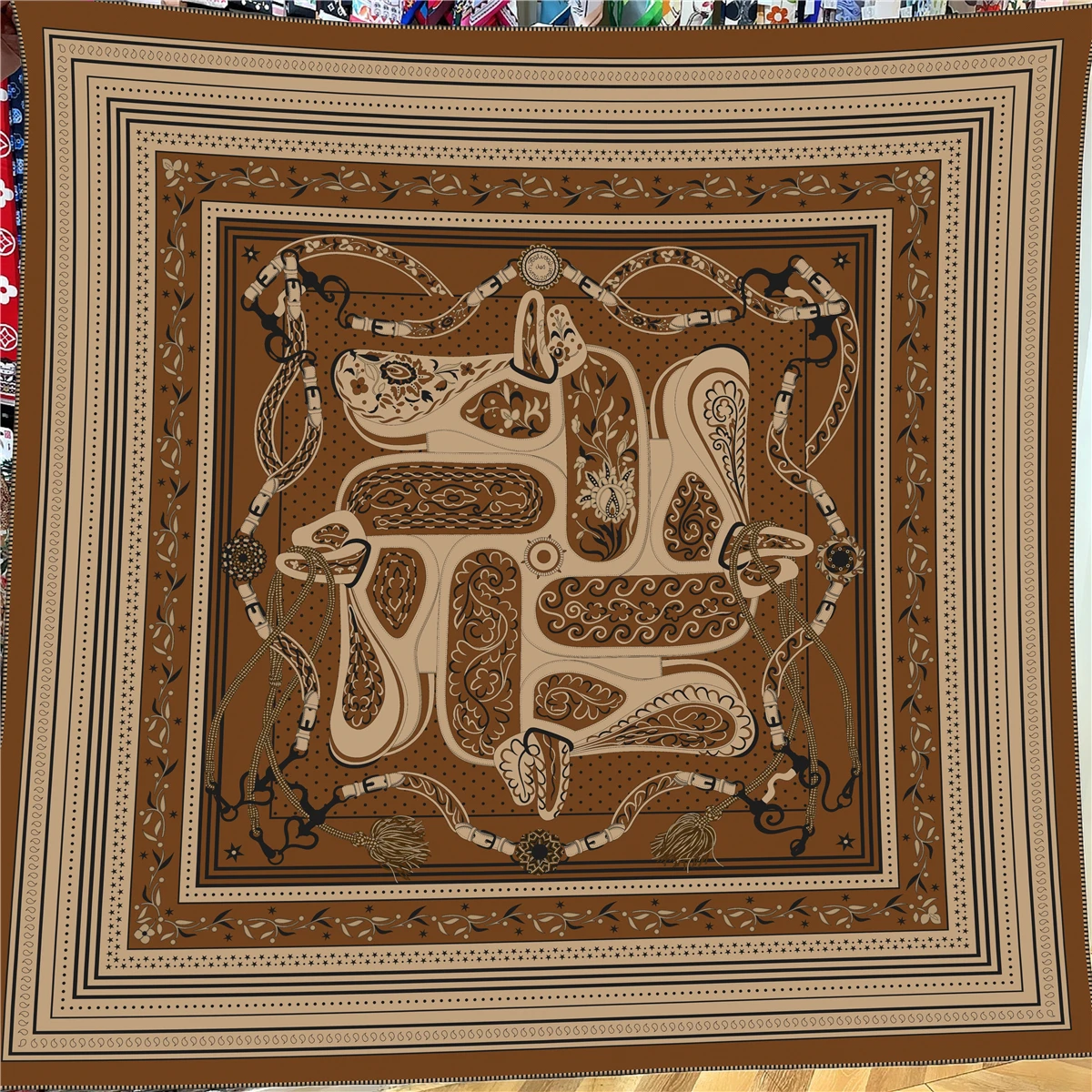  Winter Silk Cashmere Scarf Women Cashew Printed Shawls Warm Pashmina Square Scarves Wraps Brand Hijabs Lady Big Bandana 135CM
