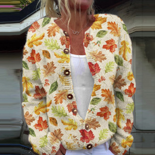 3D Digital Printing Cardigan Knitted Coat Imitation Sweaters Women's Clothing