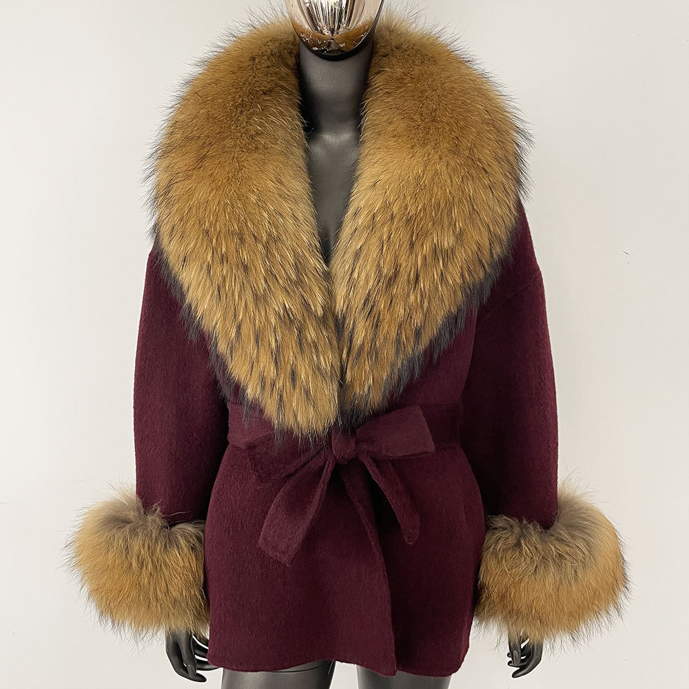 Wine Red Raccoon Fur