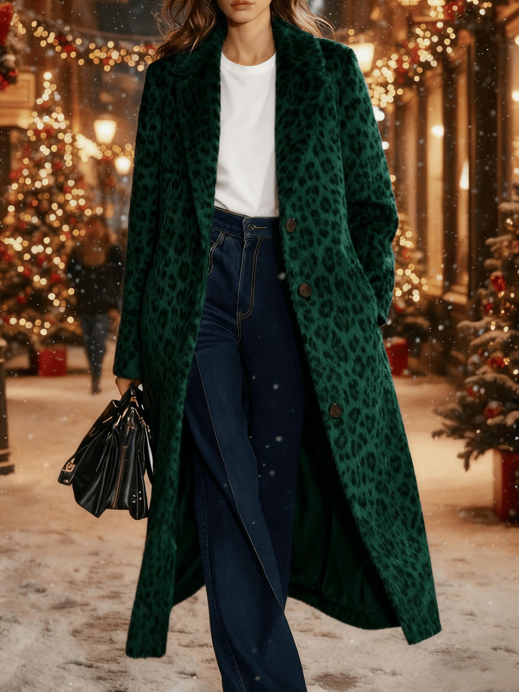  Leopard Print Casual Suit Collar Coat