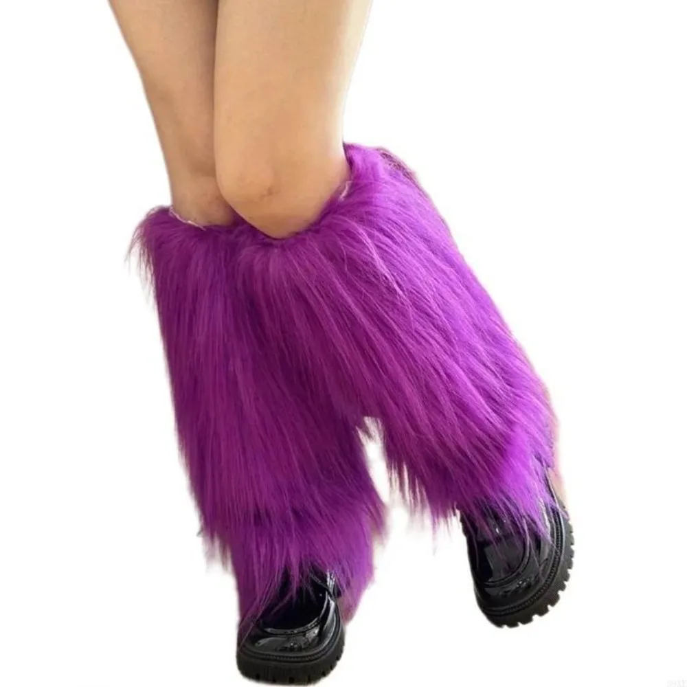  Fashion Faux Fur Furry Leg Warmers Japanese Style 40cm Lolita Boots Cover Soft Y2K Warm Knee Sleeve Autumn/Winter
