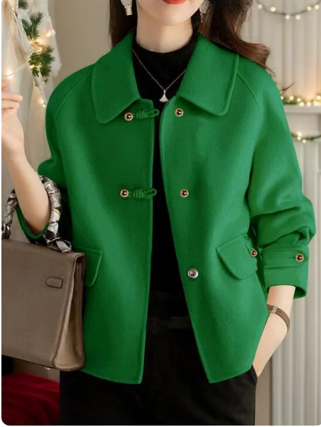  Fashionable Short Dragon-and-phoenix Wool Coat Loose Fit Plus Size