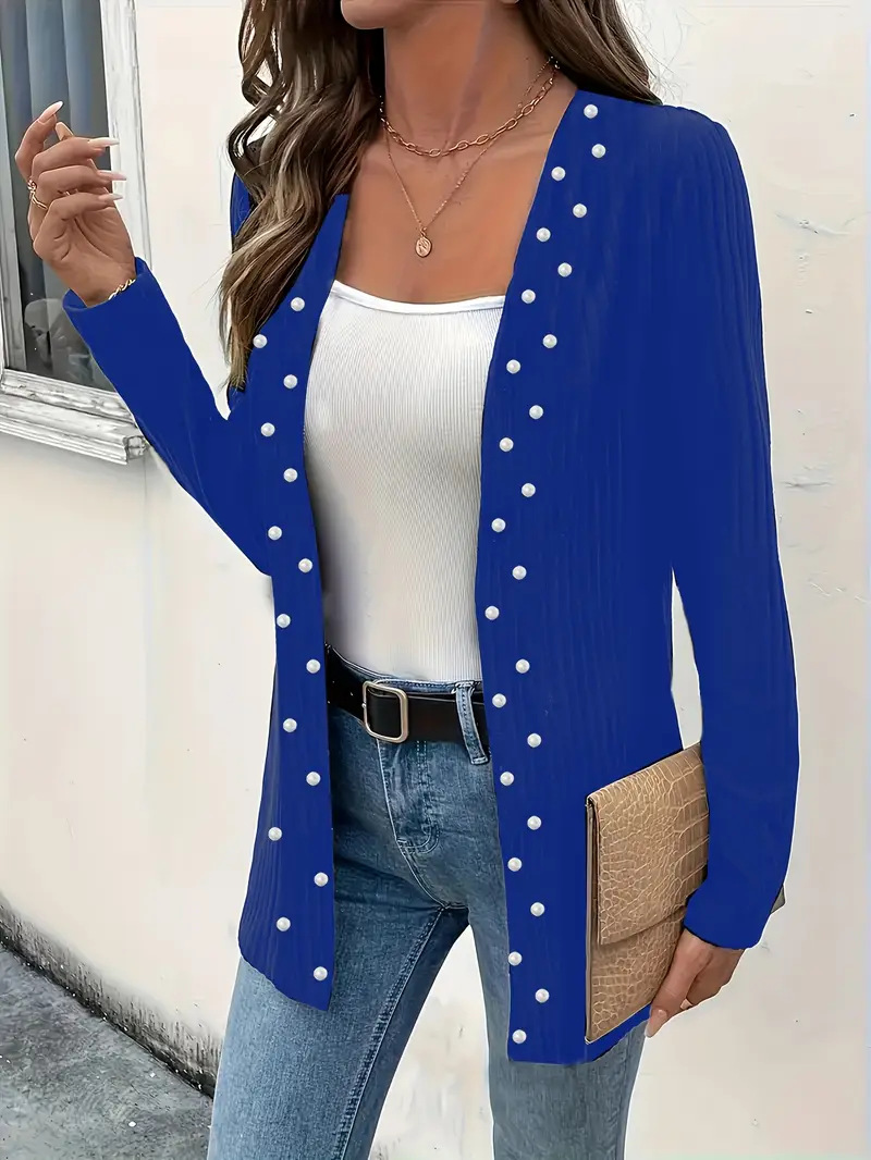  Women's Elegant Graceful Beaded Heavy Industry Knitted Coat Jacket