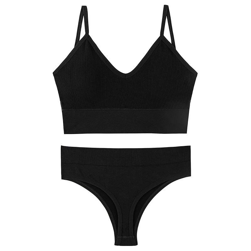  Women's Underwear Small Chest Push-up Thin Wireless Large Size Sports Sling Vest French Triangle Cup Bra Set