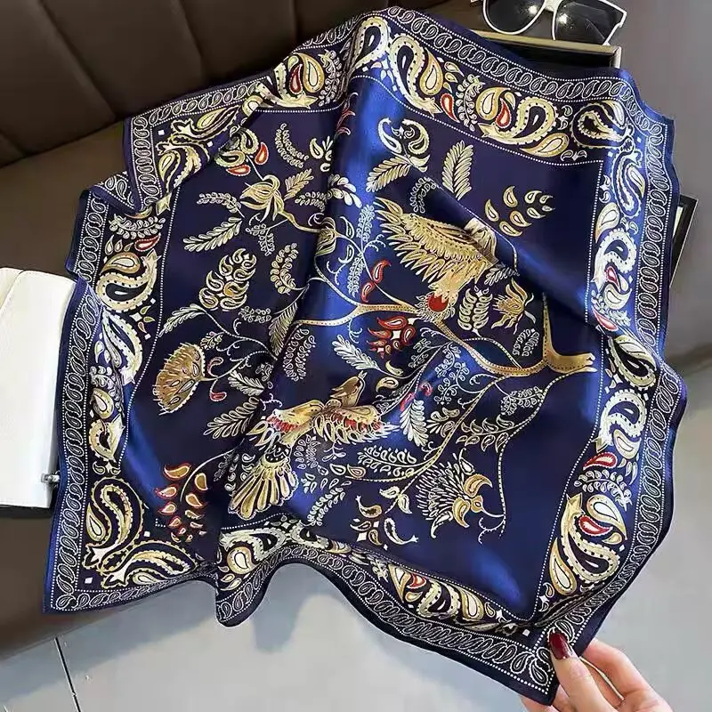  Women's Silk Scarf Bandana Luxury Square Scarf, 70CM Size, Fashion Scarf, Headscarf, Shawl, Headband, Ribbon