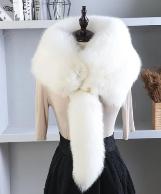  2026 Party Luxury Brand Women Real Winter Fox Fur Scarves Natural One-Piece Fox Fur Collar Warm Soft Real Fox Fur Scarf
