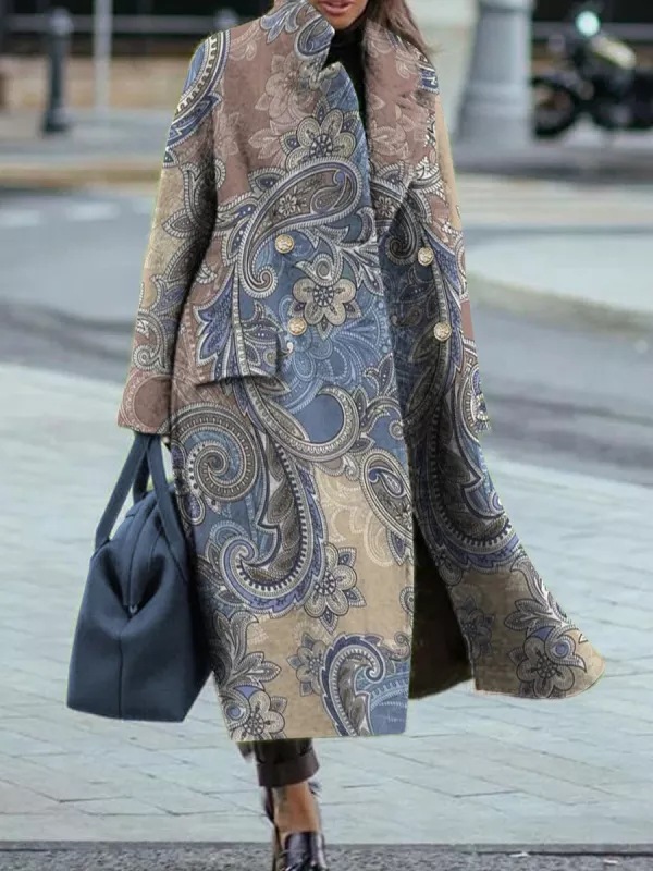  Women's Fashion Temperament Pure Color Lapel Loose Woolen Coat
