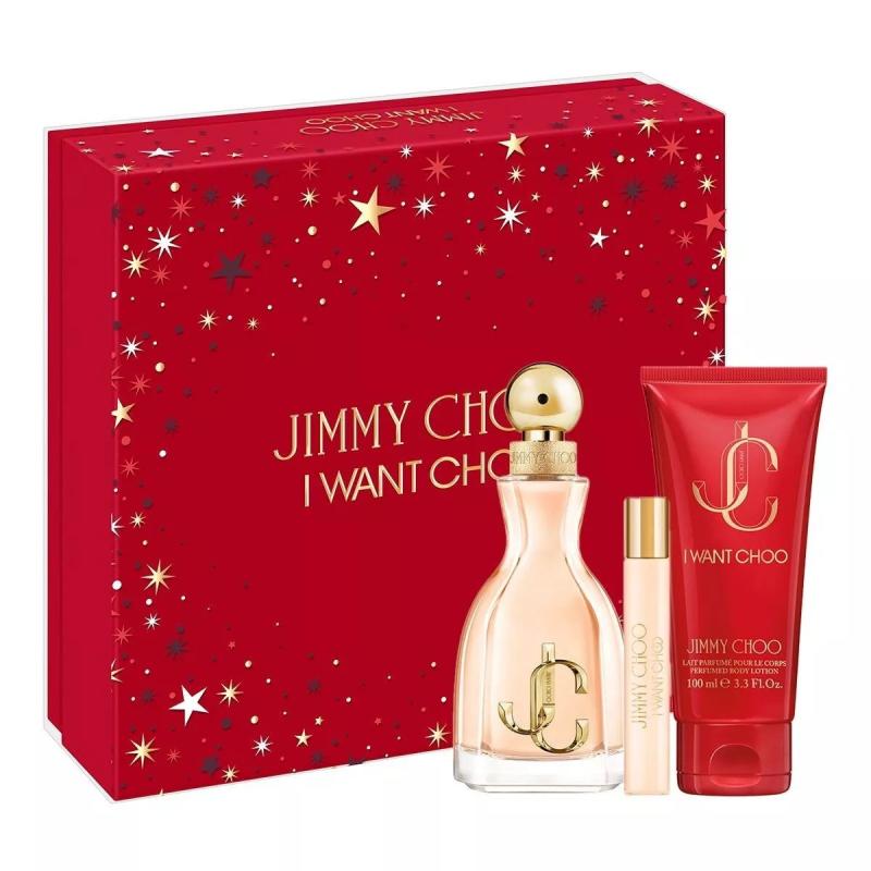 JIMMY CHOO JIMMY CHOO I WANT CHOO 3 PCS: 3.3 EAU DE PARFUM SPRAY + 0.25 EAU DE PARFUM SPRAY + 3.3 BODY LOTION FOR WOMEN. DESIGNER:JIMMY By For (Fragrance)