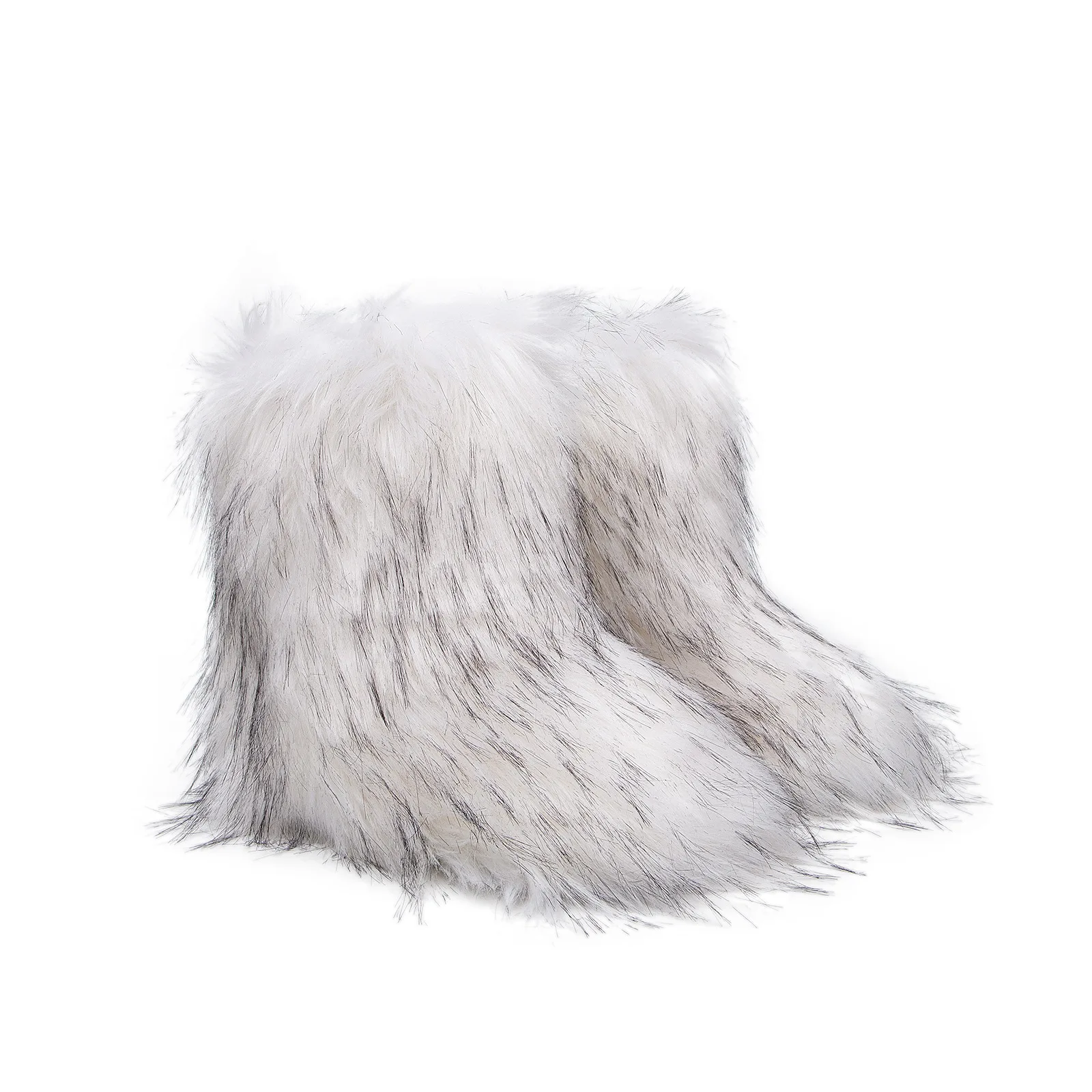  Winter Shoe Women's Winter Fluffy Faux Fox Fur Boots Woman Plush Warm Snow Boots Luxury Footwear Girls' Furry Fur Bottes Fashion