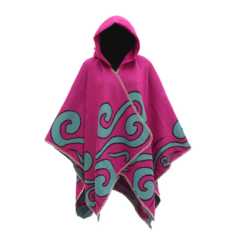  European And American Knitted Cape And Shawl Outer Wear Split Woven Cloak