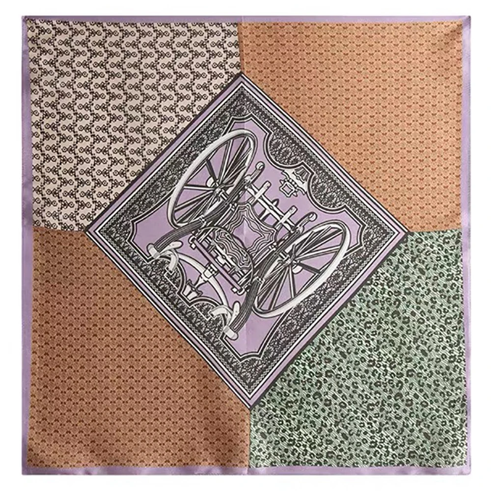  100% Pure Mulberry Silk Women Square Scarf Prints Headband Neckerchief Luxury Female Hair Ornament Female Bandana Scarves 53CM
