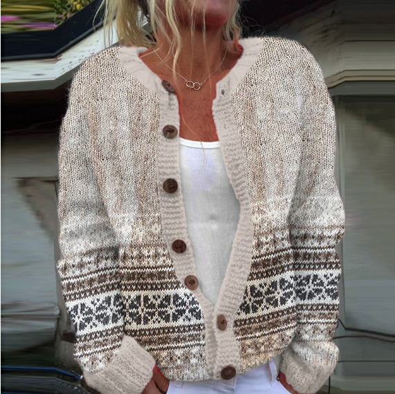  3D Digital Printing Cardigan Knitted Coat Imitation Sweaters Women's Clothing