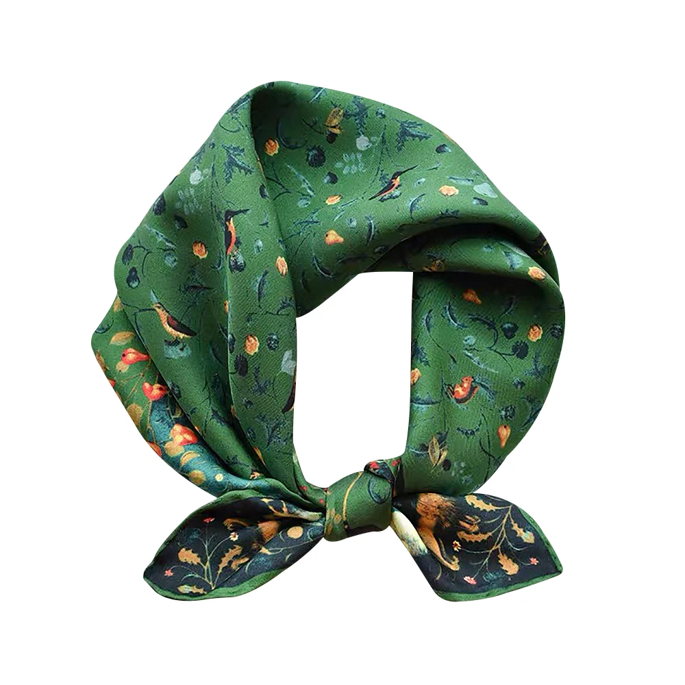  100% Pure Mulberry Silk Women Square Scarf Prints Headband Neckerchief Luxury Female Hair Ornament Female Bandana Scarves 53CM