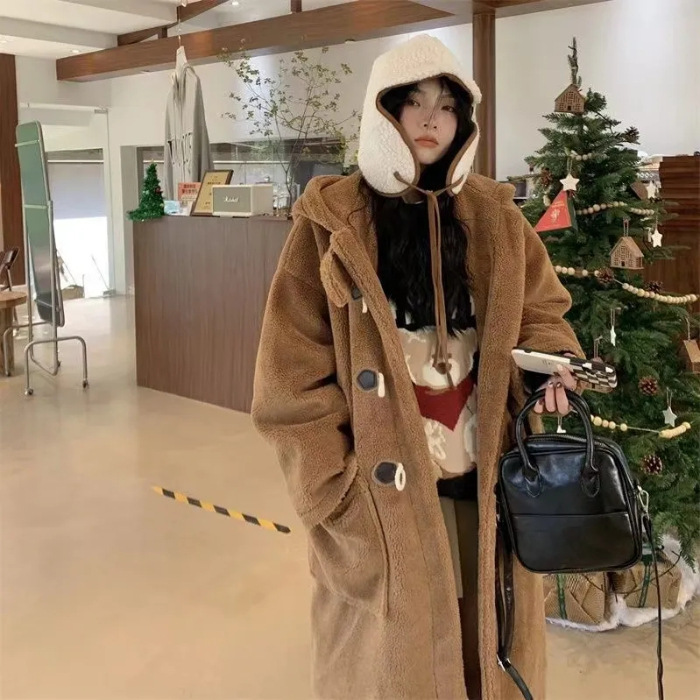  Lamb Wool Loose Women's New Mid-length Coat