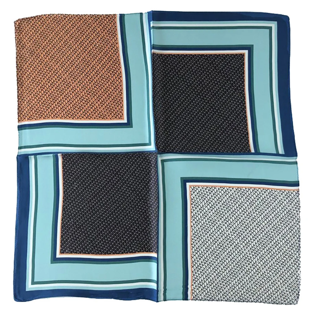  100% Pure Mulberry Silk Women Square Scarf Prints Headband Neckerchief Luxury Female Hair Ornament Female Bandana Scarves 53CM