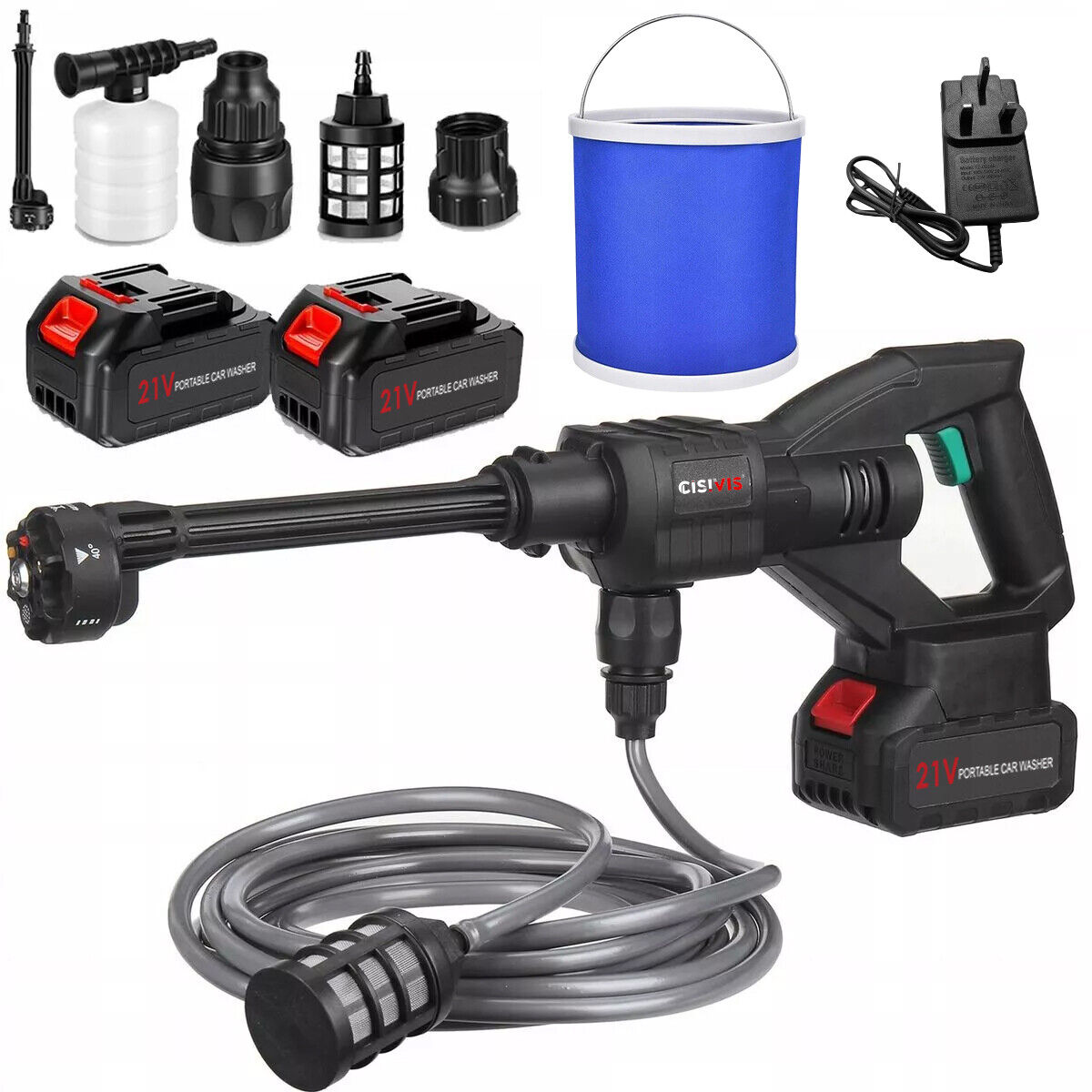 Portable Cordless Car Pressure Washer Water High Jet Wash Cleaner Gun & 2 Battery