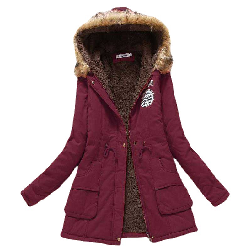  Women's long sleeve lamb wool cotton coat