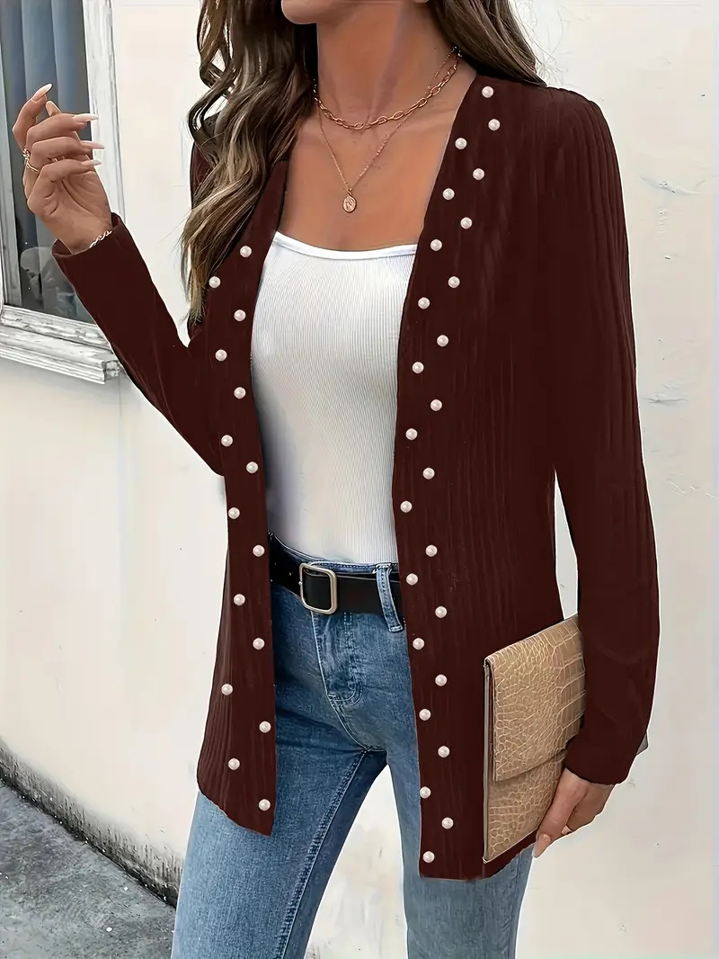  Women's Elegant Graceful Beaded Heavy Industry Knitted Coat Jacket