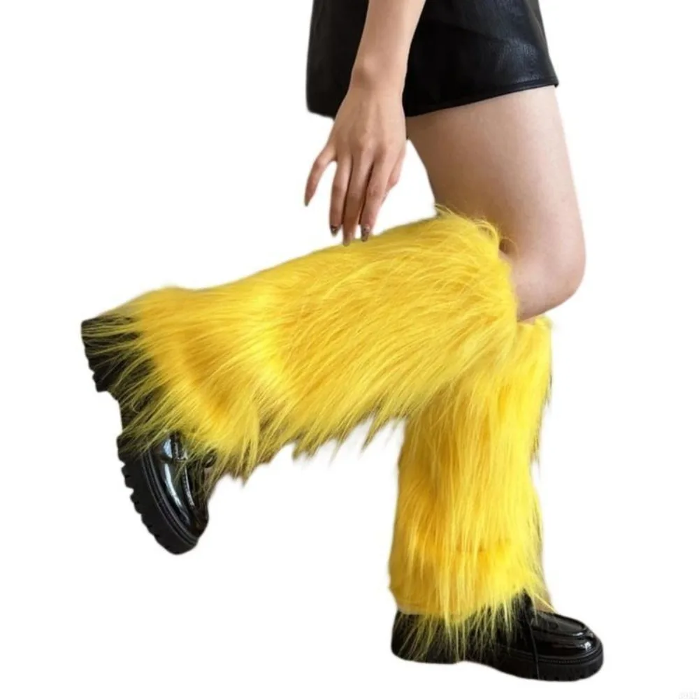  Fashion Faux Fur Furry Leg Warmers Japanese Style 40cm Lolita Boots Cover Soft Y2K Warm Knee Sleeve Autumn/Winter