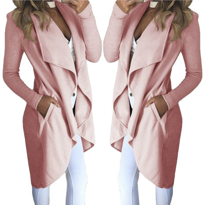  Slim long trench coat with solid lapel