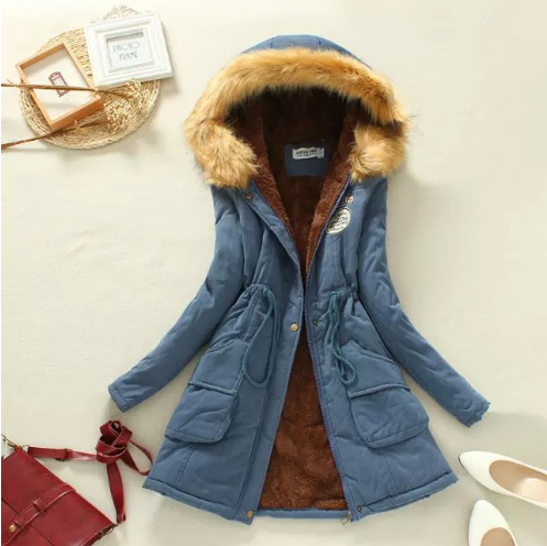  Women's long sleeve lamb wool cotton coat
