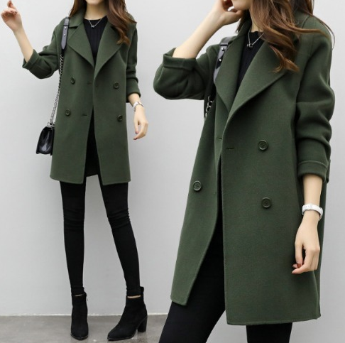  Double row new coat women's slim fit