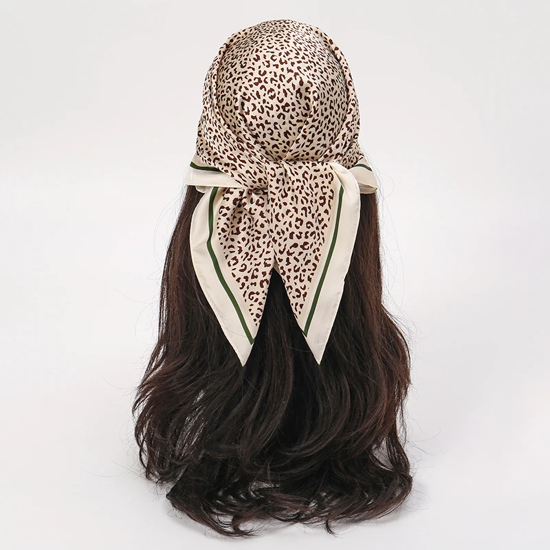  Bohemian Style Floral Print Women’s Square Silk Scarf Satin Head Wrap Tropical Leaf Flower Design Scarves Bandana Hijab