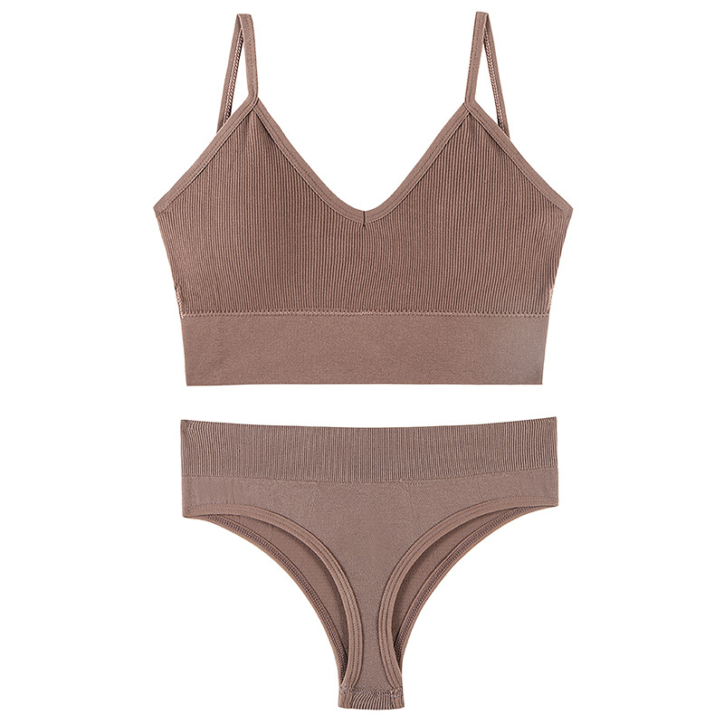  Women's Underwear Small Chest Push-up Thin Wireless Large Size Sports Sling Vest French Triangle Cup Bra Set
