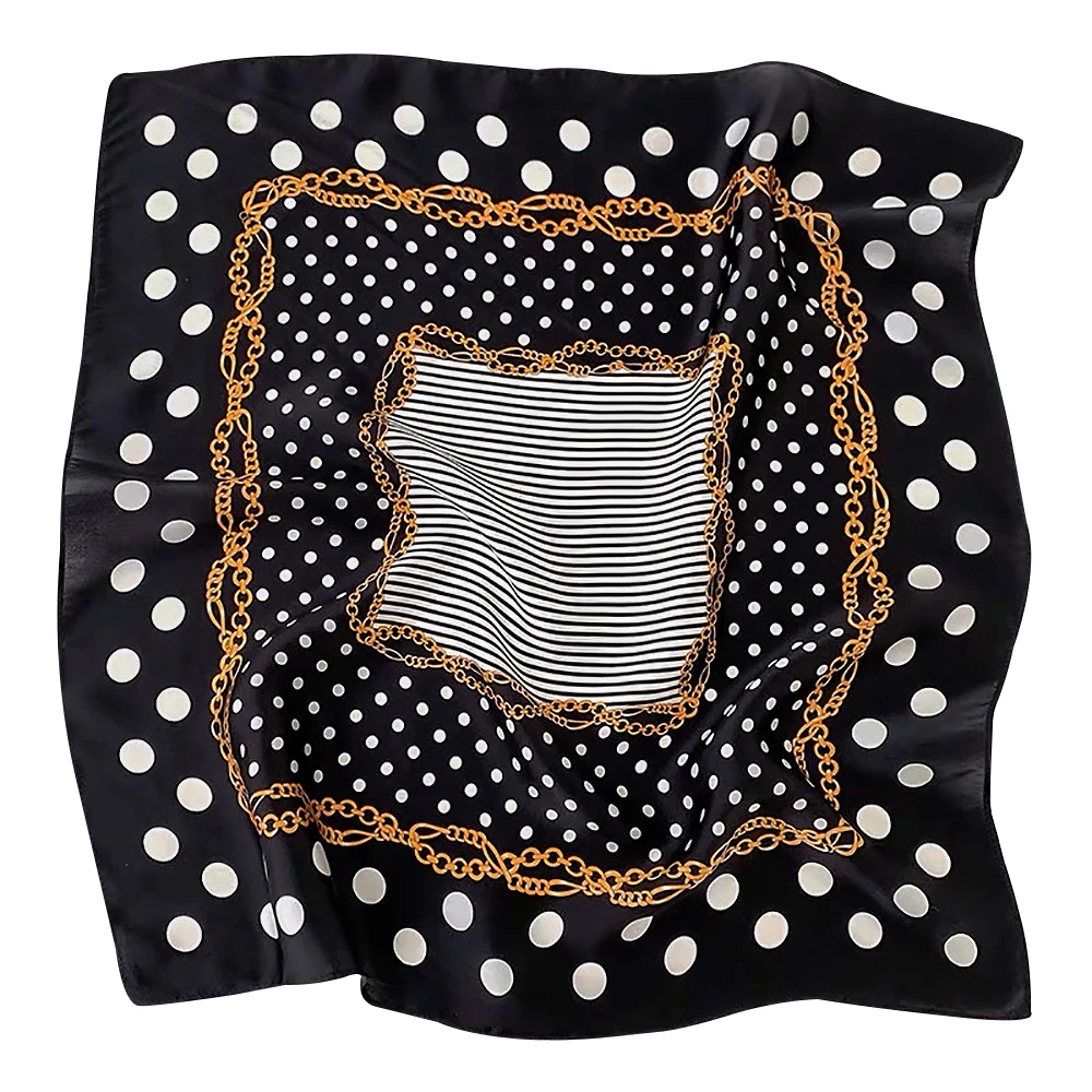  100% Pure Mulberry Silk Women Square Scarf Prints Headband Neckerchief Luxury Female Hair Ornament Female Bandana Scarves 53CM