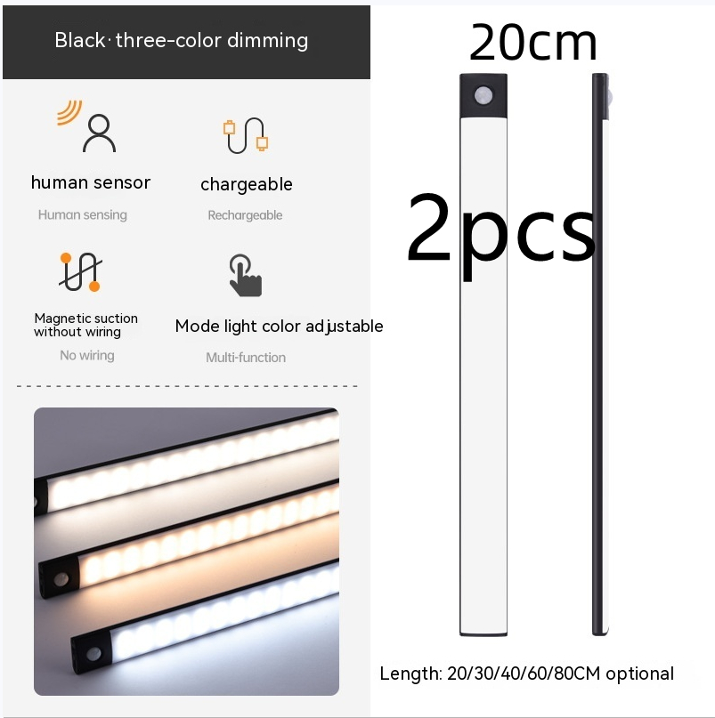  Smart Infrared Sensor Lamp Wireless Magnetic Long Cabinet Light With Rechargeable Hallway Wardrobe