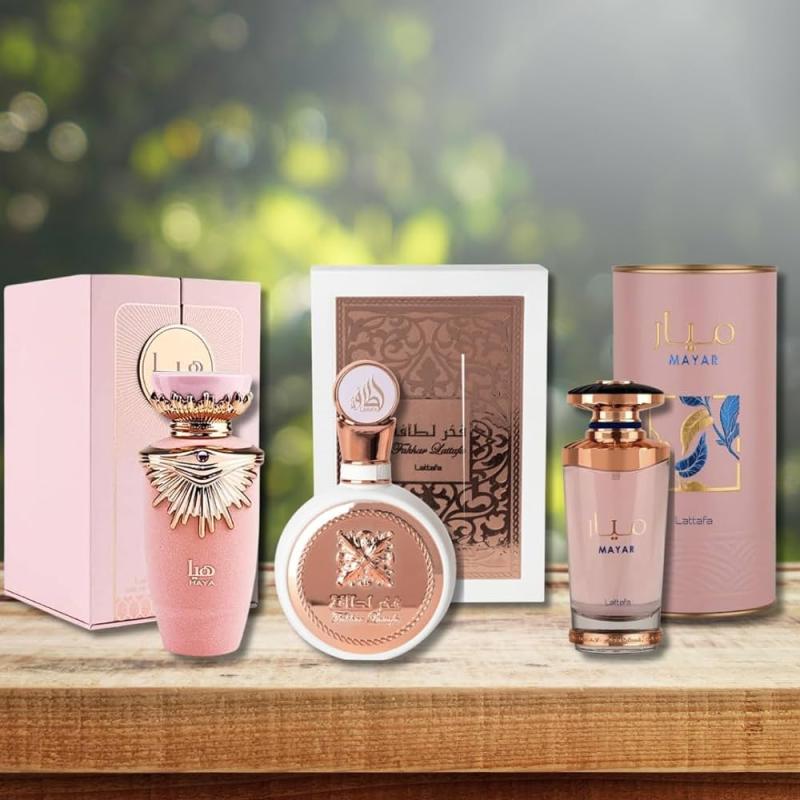 LATTAFA GIFT/SET BUNDLE LATTAFA HAYA,FAKHAR,MAYAR 3 PIECE HAYA 100ML EDP, FAKHAR 100ML EDP, MAYAR 100ML EDP FOR WOMEN. DESIGNER:LATTAF By LATTAFA For Women (Fragrance)
