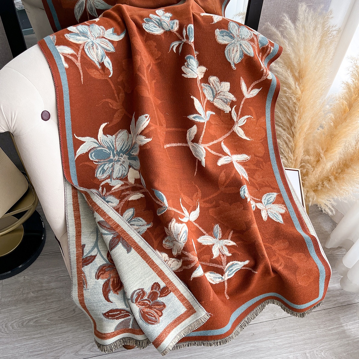  Double-sided Winter Thicken Thermal Scarf Temperament Shawl Outer Match