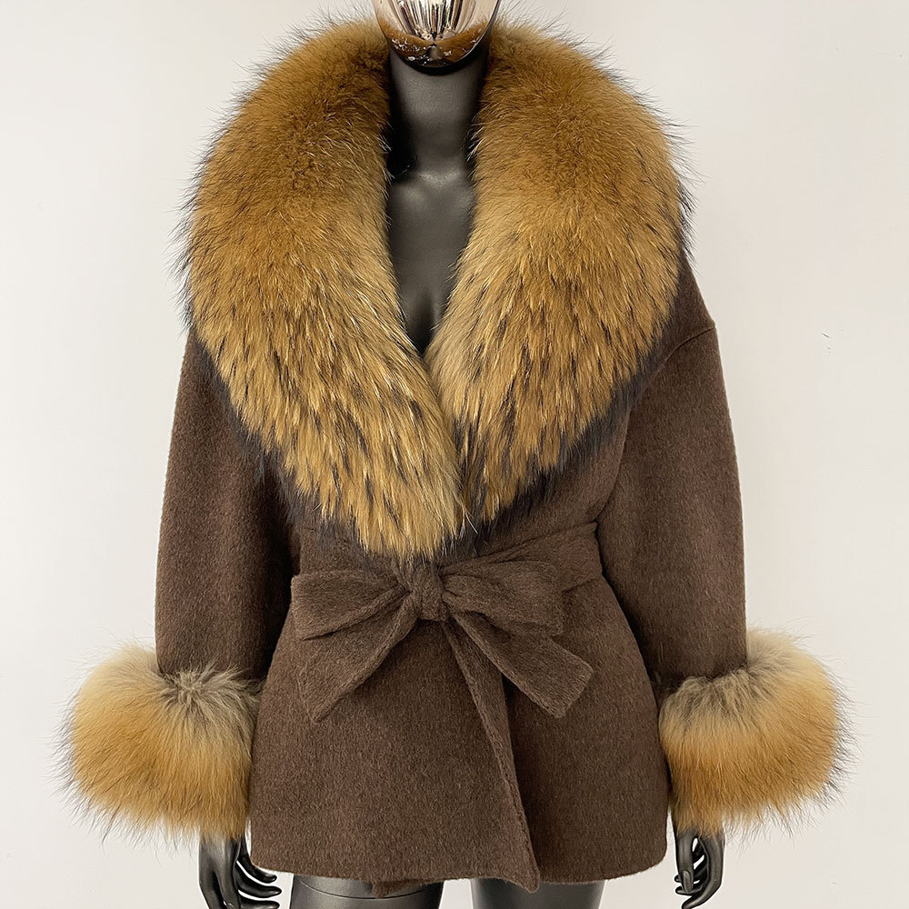 Brown add Natural Raccoon Fur