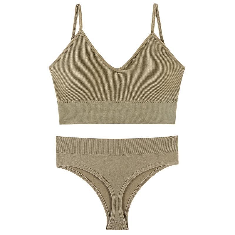 Women's Underwear Small Chest Push-up Thin Wireless Large Size Sports Sling Vest French Triangle Cup Bra Set