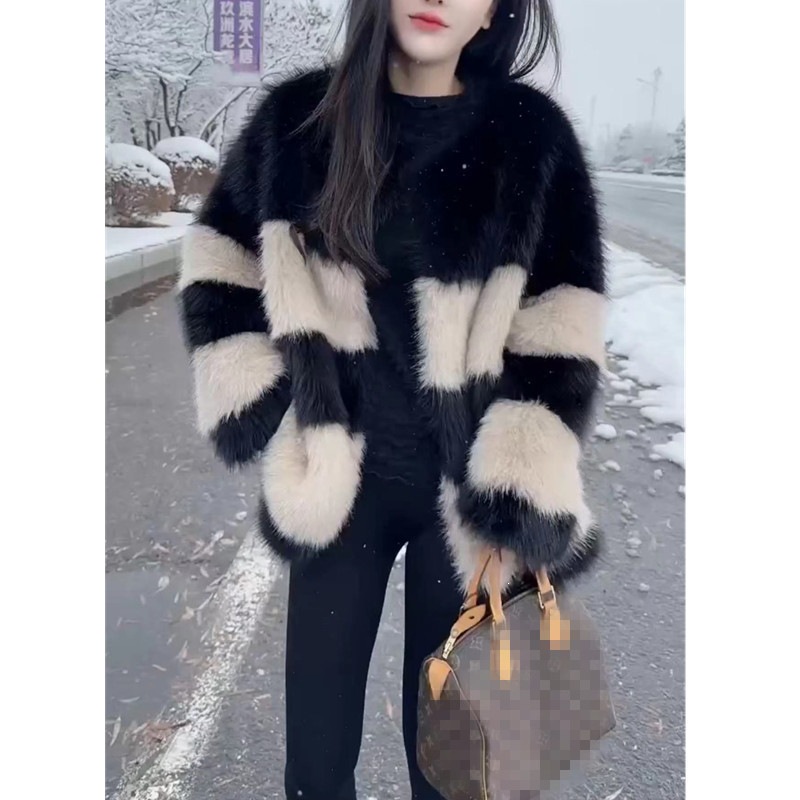 Color-block Stylish Women's Thick Outerwear