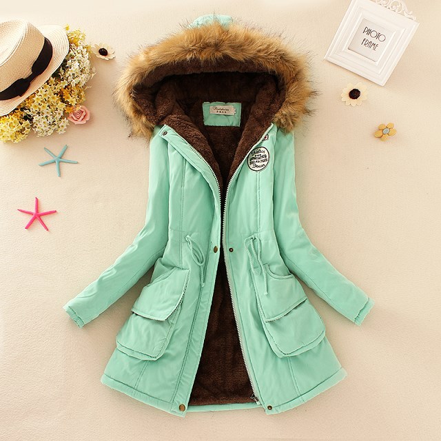  Women's long sleeve lamb wool cotton coat
