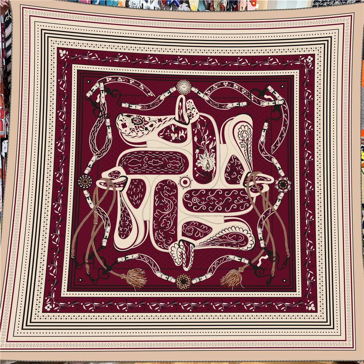  Winter Silk Cashmere Scarf Women Cashew Printed Shawls Warm Pashmina Square Scarves Wraps Brand Hijabs Lady Big Bandana 135CM