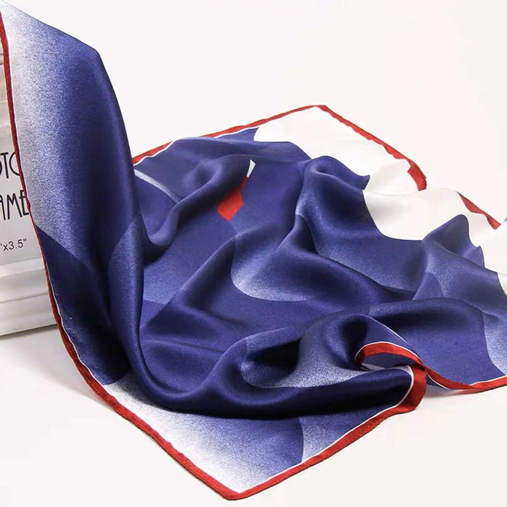  100% Pure Mulberry Silk Women Square Scarf Prints Headband Neckerchief Luxury Female Hair Ornament Female Bandana Scarves 53CM
