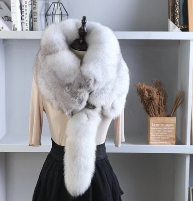  2026 Party Luxury Brand Women Real Winter Fox Fur Scarves Natural One-Piece Fox Fur Collar Warm Soft Real Fox Fur Scarf