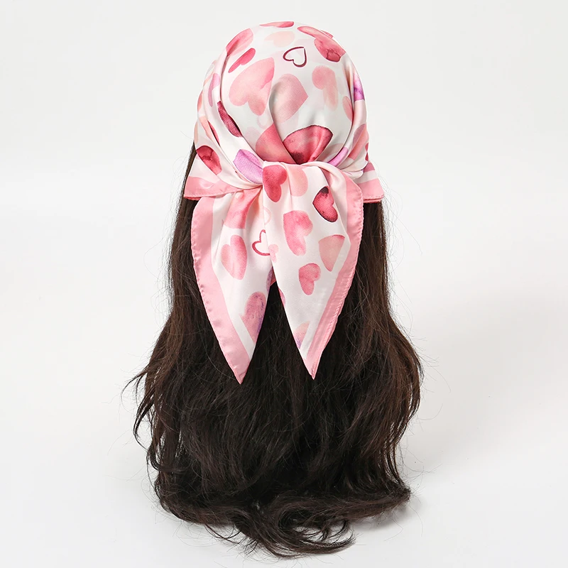  Bohemian Style Floral Print Women’s Square Silk Scarf Satin Head Wrap Tropical Leaf Flower Design Scarves Bandana Hijab