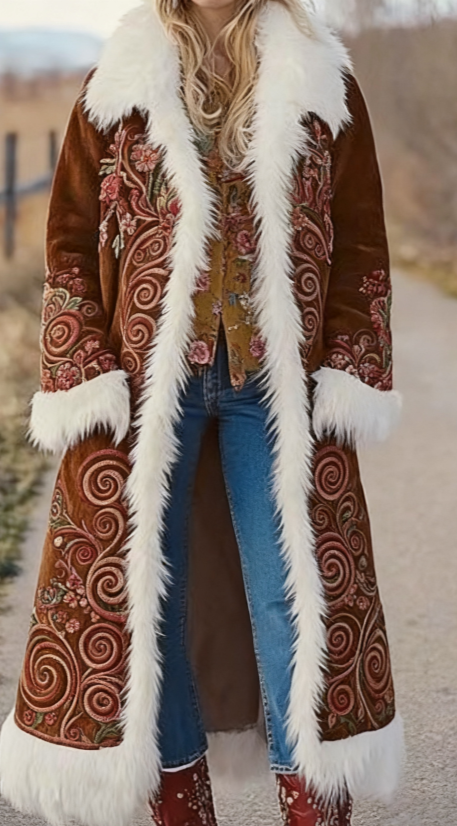  Long-sleeved Printed Coat For Ladies