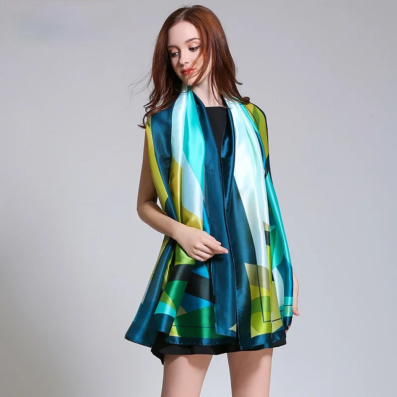  100% Natural Silk Scarf Women Luxury Brand Digital Print Flowers Silk Pashmina Shawl Female Long Bandana Foulard 2020 Oversize