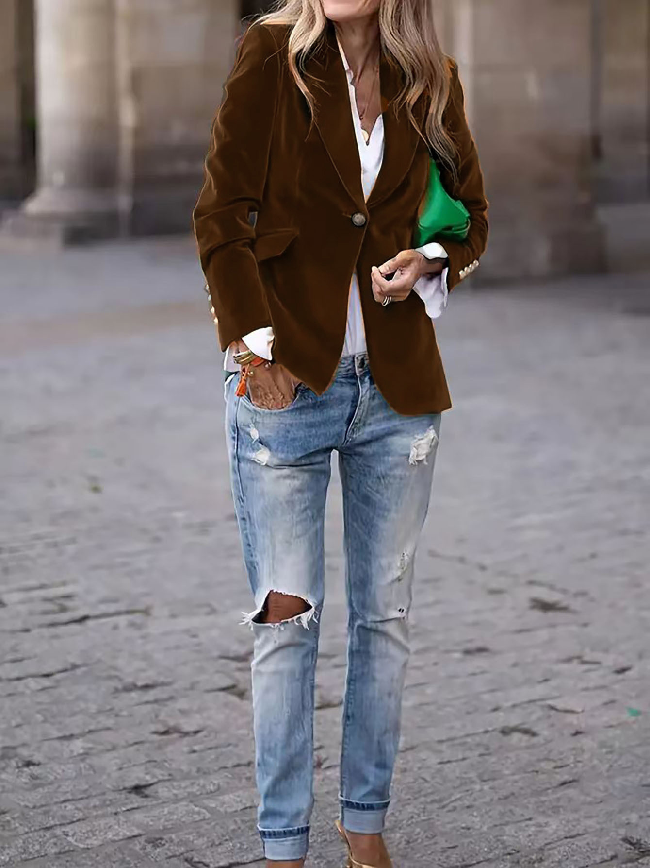  Women's Fashionable Elegant Solid Color Coat