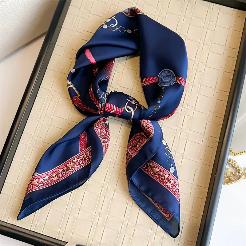  2025 New Fashion 70X70cmPrinted Women's Scarf Pashmina Silk Scarf Square Shawl Decorative Headband Neck Luxury Design Bandana