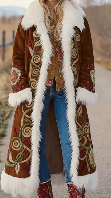  Long-sleeved Printed Coat For Ladies