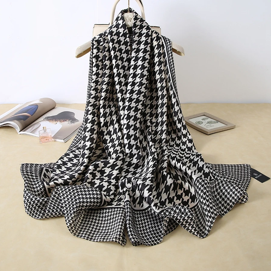  100% Natural Silk Scarf Women Luxury Brand Digital Print Flowers Silk Pashmina Shawl Female Long Bandana Foulard 2020 Oversize