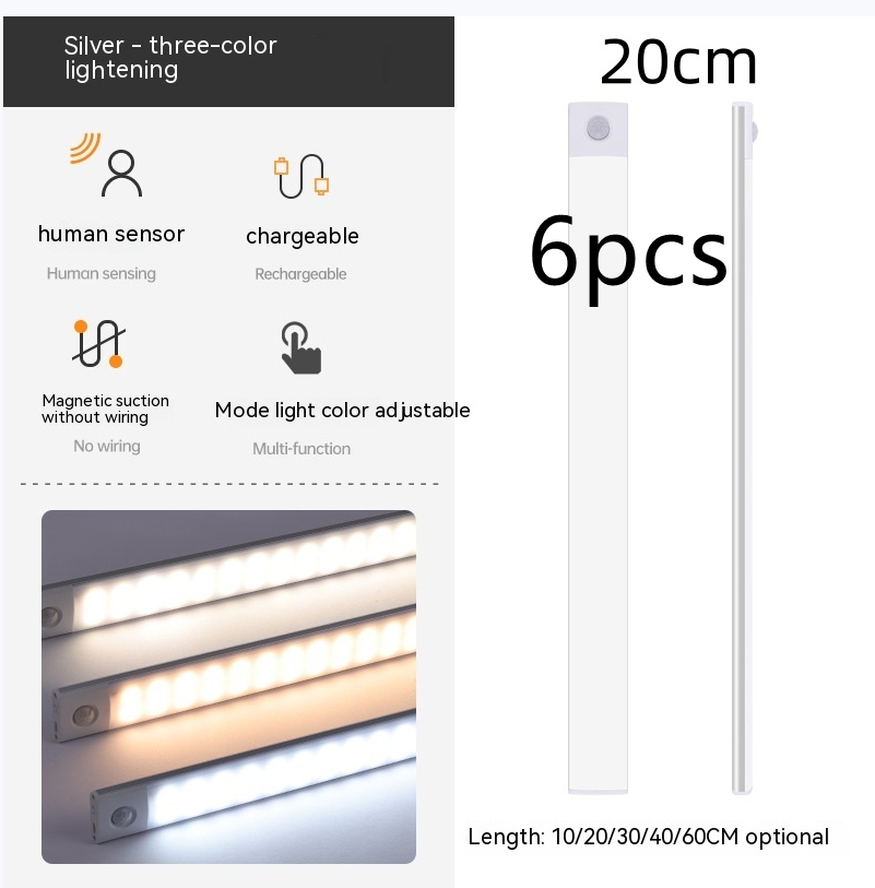  Smart Infrared Sensor Lamp Wireless Magnetic Long Cabinet Light With Rechargeable Hallway Wardrobe