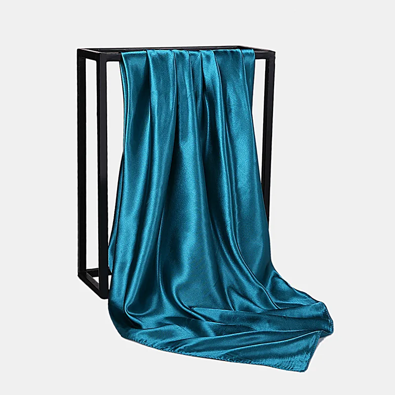  HUISHI Satin Scarf Solid Colors Neckerchief Hijab Scarf For Women Silk Satin Headband Hair Scarves 90cm Square Shawls For Lady