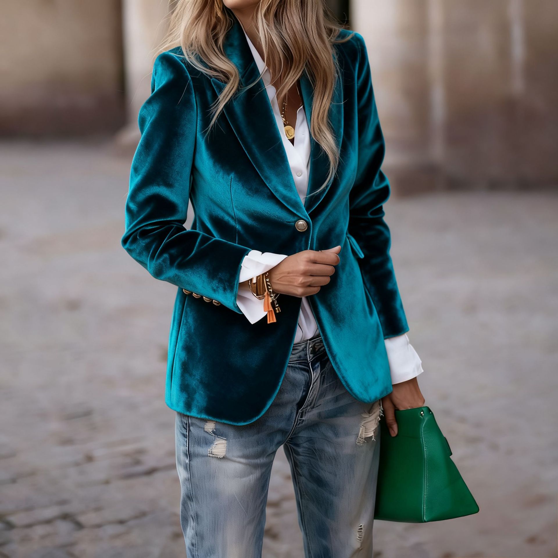 Women's Fashionable Elegant Solid Color Coat
